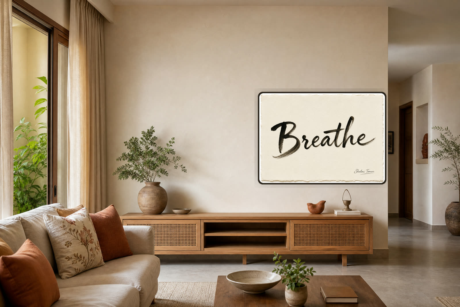 Breathe: A Pause in Ink — Warm living room