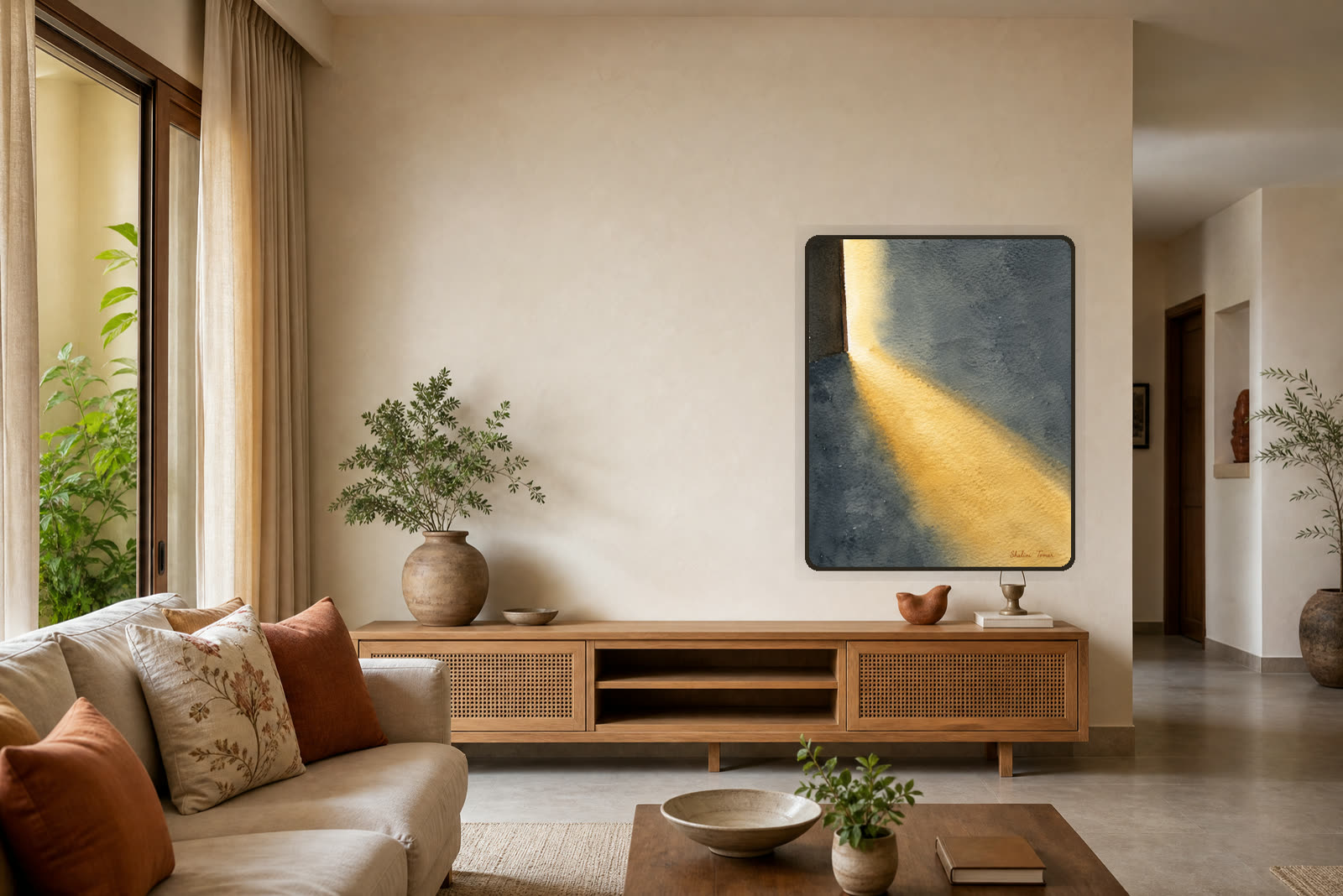 The Door Left Ajar — Warm living room