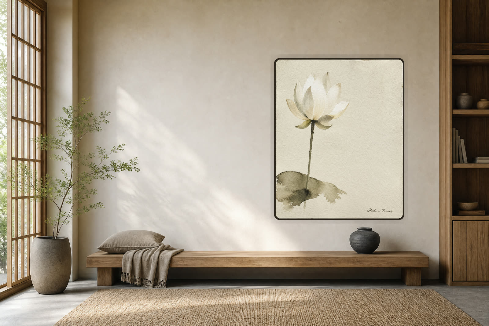 Ivory Lotus in Stillness — Meditation room