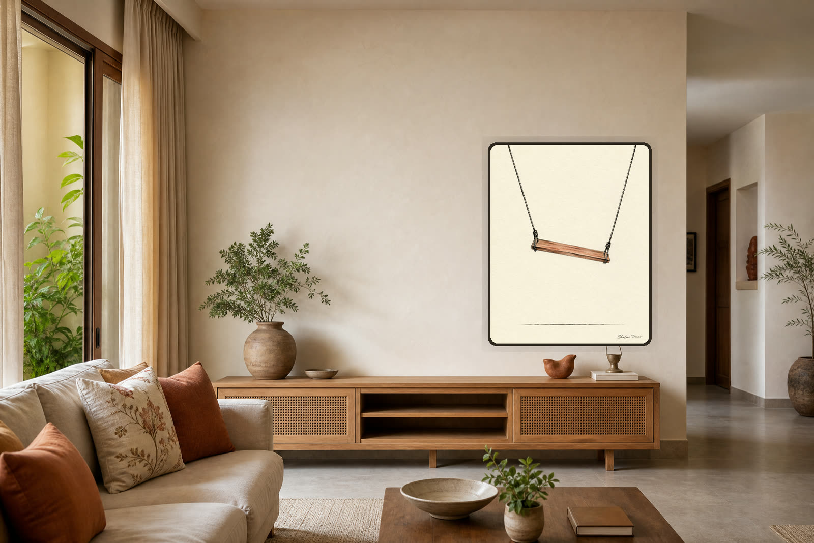 The Swing That Waits — Warm living room