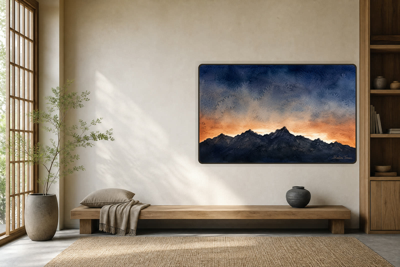 Ember Dawn Over the Peaks — Meditation room