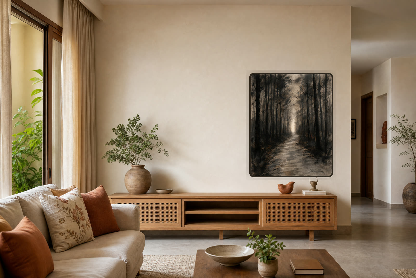 The Forest Remembers the Light — Warm living room